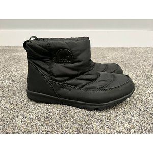 Sorel Womens Whitney Camp Boots Black Round Toe Pull On size 8 EUC